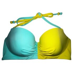 Victoria's Secret Swim 36C The Getaway‎ Halter Bikini Top green yellow